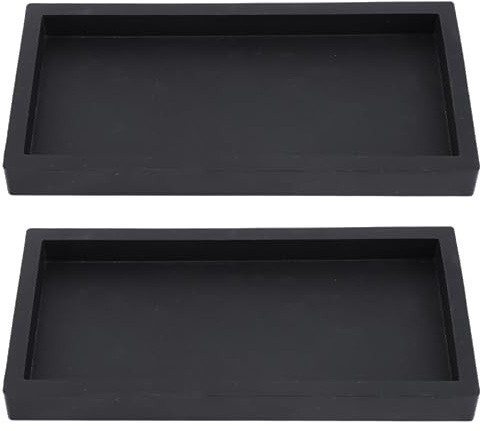 Badezimmer-Tablett, Badezimmer-Tablett, 2 Stück, Silikon-Waschtisch, 7, 8 x 4 Zoll, bruchsicherer Seifen- und Schwammhalter, Küchenspüle-Organizer für Schrubber, Lotionsflaschen, Schmuck, Schwarz, Ker