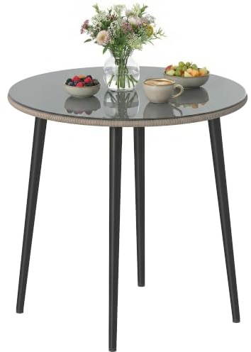 Outsunny Gartentisch Stahl 80 x 80 x 74 cm Buffettisch 4 Personen Grau | Mit Stahlrahmen, PE-Rattan-Rand, Verstellbaren Füßen, Campingtisch, Balkontisch, Outdoor Esstisch, Garten, Terrasse, Balkon