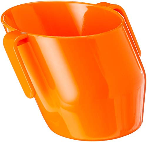 Doidy Cup Tacitas de aprendizaje abiertas para nenes y bebés – Diseño oblicuo único - Vaso para bebé de dos asas – Taza genial para el destete para leche, agua y zumos Uso desde 3-6 meses hasta niños (Naranja)