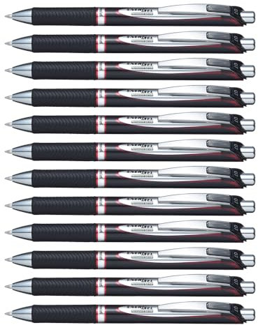 Pentel BLP77-BX EnerGel Xm Dokument mit Druckmechanik Wasserfeste, 12 Stück, rot