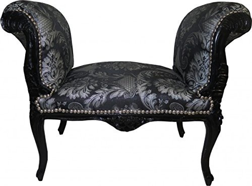 Casa Padrino Barock Schemel Hocker Silber Muster/Schwarz - Sitzbank