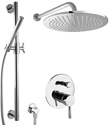 PaulGurkes Duschsystem Unterputz Komplett Set Duschstange Duschset Regendusche mit Duschstange Unterputz Dusche Einbaufertig mit XXL Duschkopf Regenbrause Dusche aus Metall Mischbatterie