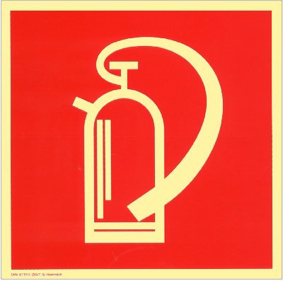 Protection contre l'incendie caractères Bouclier Extincteur incendie – Panneau plastique réfléchissant autocollant 200 mm x 200 mm