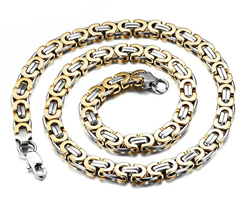 JewelryWe Schmuck Herren Kette, Edelstahl Biker Königskette Panzerkette Halskette, Silber