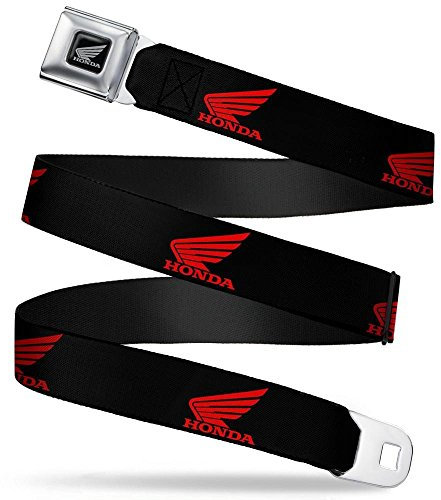 Buckle-Down Unisex-Erwachsene Sicherheitsgurt, Silber, Honda-Motorrad-Logo, Schwarz/Rot, Größe XL Gürtel, Mehrfarbig, 1.5 Wide-32-52 Inches in Length