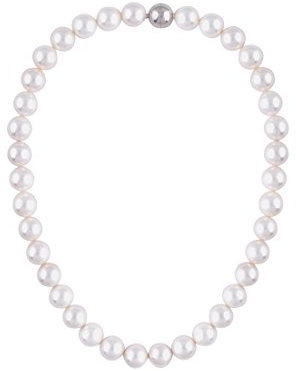 Leslii Perlenkette Halskette Damen Kette weiße Perlen-Collier Geschenk Collier kurze Modeschmuck-Kette 44cm in Weiß Magnet