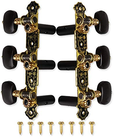 Mr.Power Guitar Tuners Machine Head 3+3 Set Tuning Keys Machine Pegs for Classical Guitar(Black Button)
