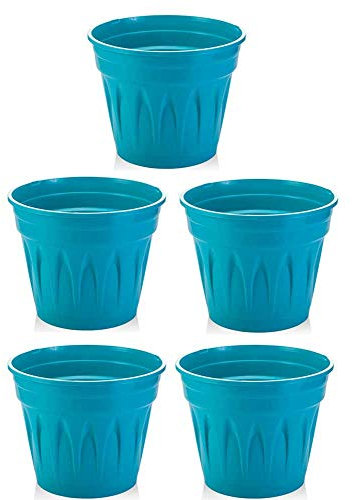 Maceta Redonda Set 5 Unidades, 24cm. Diámetro, 5 litros (Turquesa)