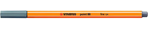 STABILO Point 88-0.4mm Fineliner - Box of 10 Pens - Dark Grey