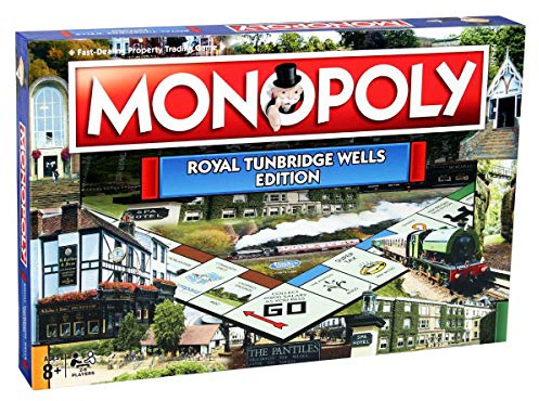 Winning Moves Royal Tunbridge Wells Monopoly Board Game, Advance to Tunbridge Wells Museum, G. Collins and Sons and trade your way to success, gift for ages 8 plus
