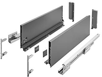 GTV Schubladensystem AXIS PRO I Schubkastengarnitur mit Vollauszug und integriete Dämpfung I Anthrazit I Belastbarkeit bis 40 kg I Soft-Close I Den freien Zugang I Breite: 500 mm I Höhe: 168 mm