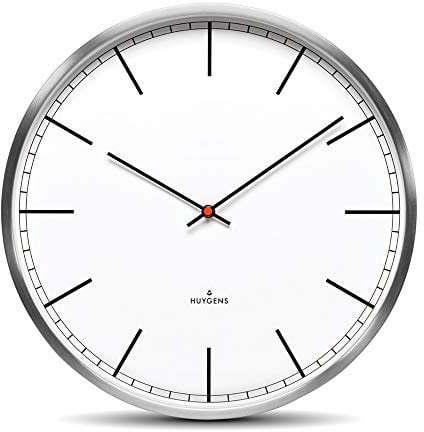 Huygens One Index 45cm Edelstahl-Wanduhr Stilles Quarz-Uhrwerk
