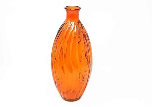 Verano Spanish Ceramics 100% Recycled Glass Ola Colourful Decorative Tall Flower Vases - Orange