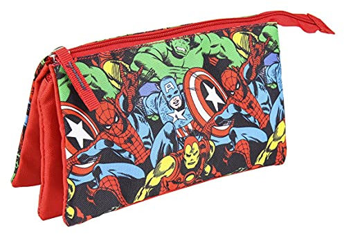 CERDÁ LIFE'S LITTLE MOMENTS Unisex Jugend The Avengers Federmappe 3Fach | Flaches Etui Schule Offizieller Lizenz, Mehrfarbig, 23x12,5x3 cm