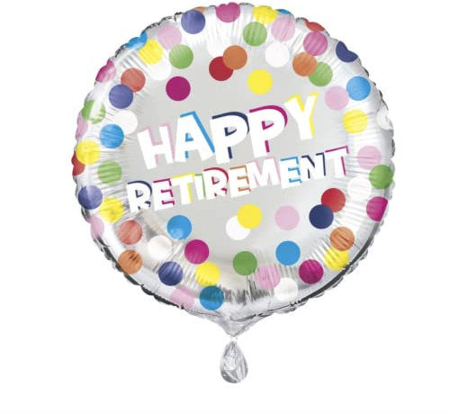 Unique Party 53751 Folienballon zum Ruhestand, 45 cm, bunt gepunktet, mehrfarbig