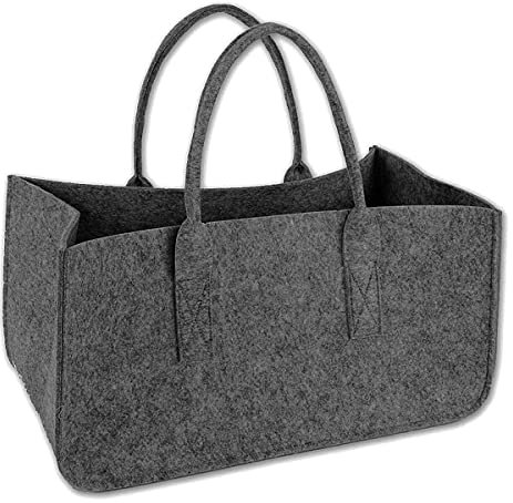 Close Up Filztasche Kaminholz Grau Tragetasche, Felt Bag Melange, aus robustem Polyesterfilz, mit Henkel (Dunkelgrau meliert)