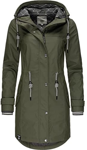 Peak Time Damen Regenjacke Regenmantel Jacke wasserdicht mit Kapuze L60042 Olive21 Gr. L