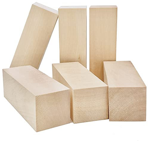 Thiecoc Bloques de Talla de Madera 6 pcs 15x5x5cm Kit de Talla de Madera, para Tallar Madera Kit de Hobby - Bloques de Tallado de Madera de tilo Kit de Tallado en Madera Premium para Principiantes