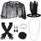 ELECLAND 10 Pezzi Flapper Anni '20 Gatsby Accessori Set Moda Anni '20 Tema Set con Fascia Copricapo Guanti Neri Lunghi Collana Orecchini per Donna (Black)