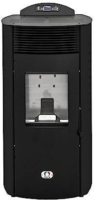 STUFE A PELLET ITALIA Siberia Aria New 18 KW Canalizzata - Stufa ad Aria Ventilata Efficienza 91% Scalda 180m² Autonomia 30H Programmabile 5 Velocità e Potenze Garanzia 24 Mesi Nero
