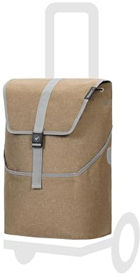 Andersen Einkaufstrolley Ersatztasche - 37 Liter - mit Kühlfach | Seiten- & Fronttasche - wasserabweisend - Reflektoren - faltbar - Mikkel beige