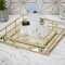 Set of 2 Metal Gold Decorative Mirror Trays Vanity Perfume Decor Candle Holders (Square)