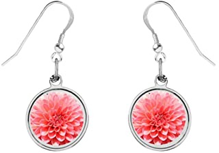 dahlia flower codezz10 with Sterling Silver 925 Stamped Hook Earrings gift boxed and can be personalised