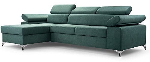 Fabryka Mebli Idźczak Schlafsofa Sofa Madryt Mini Couch Ausklappbares Sofa Schlaffunktion Bettkasten - Kissen Bettzeugbehälter Hilfsautomat - Wohnzimmer Gästezimmer Modern Design (Vena 4 L)