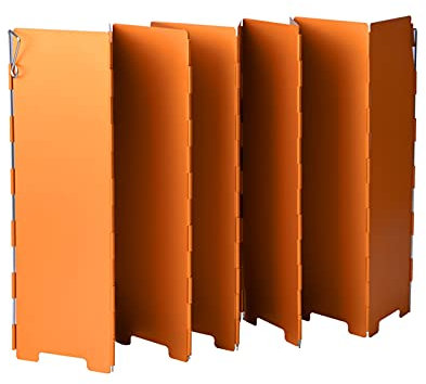 Spritzschutzwand 10/12 Platten Aluminium Camping Herd Windschutzscheibe, Faltende Outdoor-Herd Windschutzscheibe Windschutzscheibe mit Tragetasche Spritzschutz ( Color : Oranje , Size : 10 Plates )