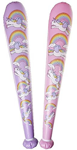 2 Stück Aufblasbare Keule Einhorn - ca. 85 cm Lila/Rosa, kinderfreundliches Design, Poolnudel Aufblasbar, Karneval, Mitgebsel Kindergeburtstag, Badespielzeug Kinder