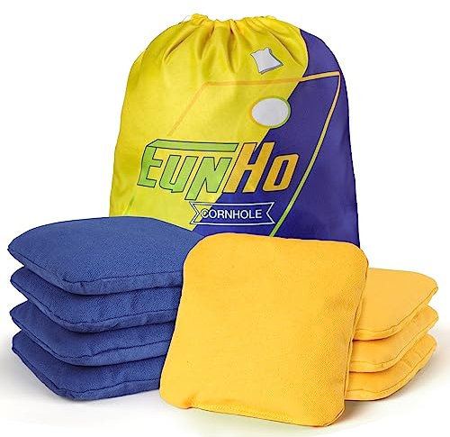 EunHo Doppelseitige Cornhole Bags Regulation, Set mit 8 professionellen Cornhole-Sitzsäcken, glatt und haftend, für Wurfspiel, jedes Wetter