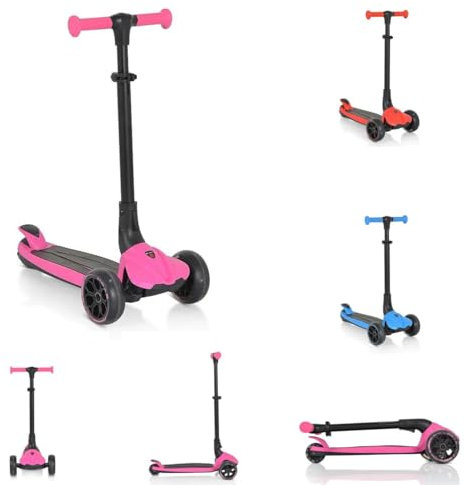 Byox Kinderroller Bolt 3 Räder, höhenverstellbar, klappbar, PU-Räder, ABEC-9 rosa