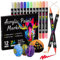 Patamiyar Feutre Acrylique, 24 Couleurs Marqueurs Peinture Acrylique pour Roche, Marqueur Peinture Acrylique Permanent Peintures Acryliques pour Pierres Bois Verre Toile Papier Céramique DIY
