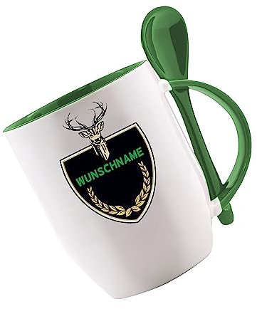 CreaLuxe Löffeltasse 'Jäger Tasse Wunschname' personalisiert, Kaffeetasse mit Motiv, Bürotasse