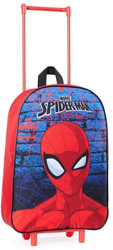 Marvel Spiderman Koffer Kinder, Faltbarer Trolley Handgepäck Leicht 39 x 27 cm 10.5 Liter, 2 Rollen & Ausziehbarem Griff