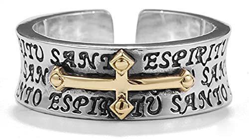ysrpoud Anello di Gesù con croce regolabile con apertura in argento 925, gioielli per fidanzamento di nozze, anello regalo per amico del padre