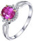 Eheringe Weissgold, Trauringe Frau Halo 4 Prong Labor Geschaffener Saphir 0.8ct Ovale Form Rosa Verlobungsring Gr.52 (16.6) 18K Weißgold