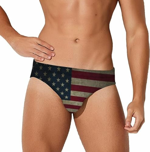 Melbrakin Herren-Badehose mit USA-Flagge, Badehose, Triangel-Bikini-Badeanzug