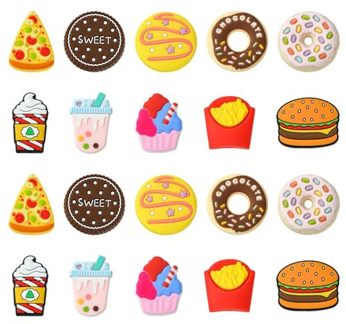 UR URLIFEHALL 10 pièces 10 Styles perles de Silicone beignet Pizza Hamburger biscuits perles de crème glacée perles focales en Silicone pour bricolage bijoux artisanat