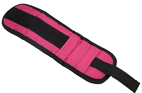 Wristband Tool Wristband Screw Holder Tool Belt Bracelet Wristband Waterproof Tools Storage Belt with 2 Magnets for Holding Screws Nails Drill Bitsrose Red (p.Ink)