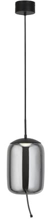 Licht-Erlebnisse LED Hängeleuchte Grau Ø 18 cm schmal H: max. 1,5 m verstellbar 2700 K 233 lm Glas Metall Retro Pendelleuchte Wohnzimmer Hängelampe Esstisch