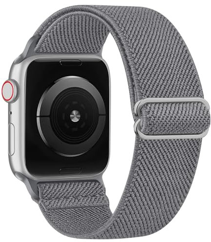 Meliya Cinturino per Apple Watch 49mm 45mm 44mm 42mm 41mm 40mm 38mm, Cinturino in Morbido Regolabile Rlastico per iWatch/Apple Watch Series 8 7 6 5 4 3 2 1 SE Ultra (38/40/41mm, Grigio)