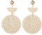 Style bohème dames géométrique sol perle bijoux rétro d'oreilles à la main Boucle D'Oreille Femme (beige, One Size)