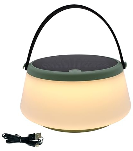 VerLuce - Lanterne solaire portable 2 en 1 - Lampe de table et lanterne LED à énergie solaire - intérieur/extérieur - Intensité variable en continu - Batterie rechargeable - 2700 K, panneau solaire 1