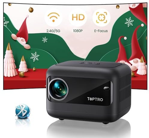 Mini Portable Projector with Electric Focus, 1080P Full HD Supported, 18000LM 5G WiFi Bluetooth Projector with Keystone Correction, Smart Home Projector for Smartphone/TV Stick