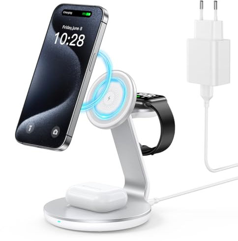 HERRBOL 3-in-1-Ladestation für Apple-Geräte, Magsafe-Ladeständer für iPhone16 15 14 13 12 Pro/Max/Plus/Mini, kabellose Ladestation für iWatch Ultra/8/7/SE/6/5/4/3/2