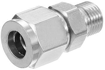 PATIKIL 1/4G x 10mm Raccordo a Compressione in Tubo d'Acciaio Inossidabile 304, Doppie Ferrule Raccordo a Compressione Adattatore Dritto Collegamento