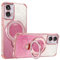 YUEQIAN Funda Glitter para Motorola Edge 50 Fusion 5G, Ultradelgado Transparente Brillante Anillo Soporte Antigolpes Carcasa, Suave TPU Silicona Brillo Mujeres Cubierta. Rosa
