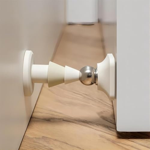 JAONLD Arret Porte Magnetique Butée de Porte Sans Percer Stop Porte Magnetique sol Silencieux et Sans Coup de Poing pour une Utilisation sur Tous Types de Portes et Fenêtres (Blanc)