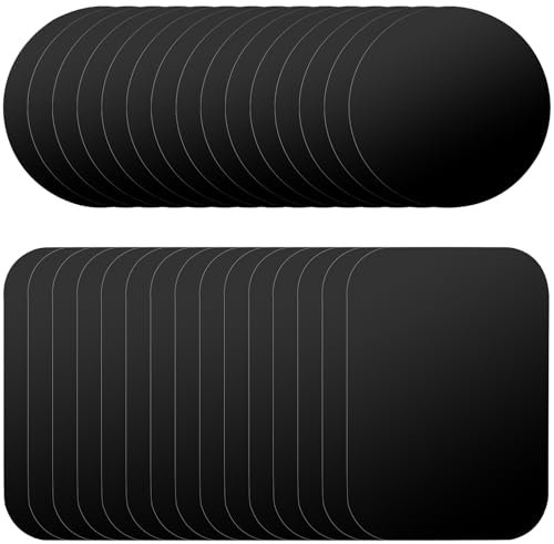 TOPBELIEF 30 Stück Metallplatte für Magnete, Magnetplatte Selbstklebend, Metallplatte Handy, Metallplättchen Handyhalterung Metall Platte für kfz handyhalter, 15 Runden und 15 Rechtecke, 40mm, 45x65mm